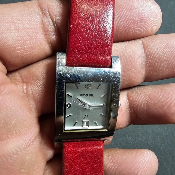 Fossil F2 Ladies Quartz Watch Silver Tone Rectangle Resd Strap Working ES-9584 - Picture 3 of 7